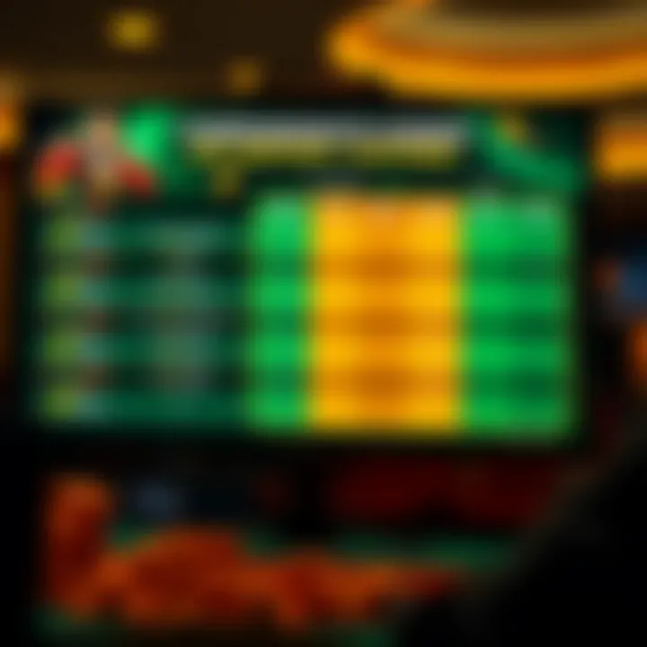 Bright animated graphic showing a comparison chart between different online casino no deposit offers