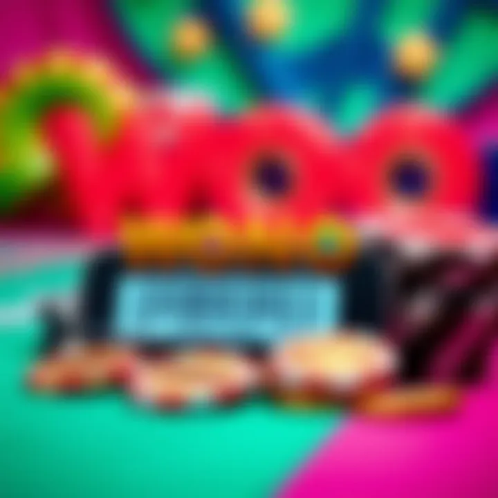 Casino chips and gold coins with a digital bonus code on a vibrant background