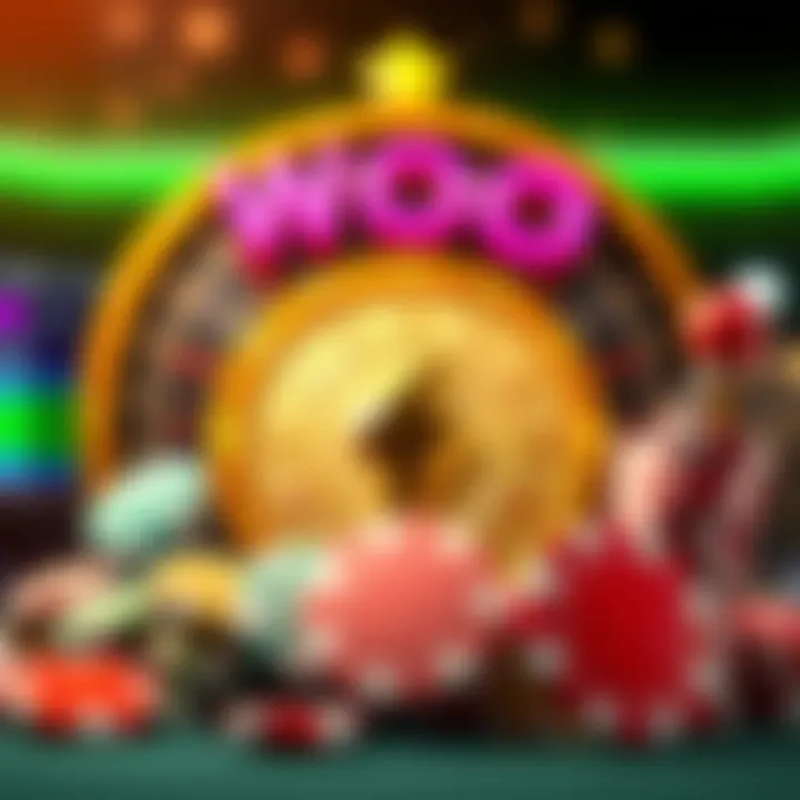 Illustration of free spins and bonus chips symbolizing rewards at Woo Casino