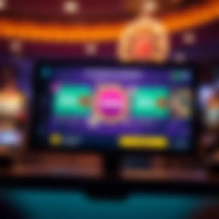 Digital interface displaying no-deposit bonus offers and casino rewards on screen