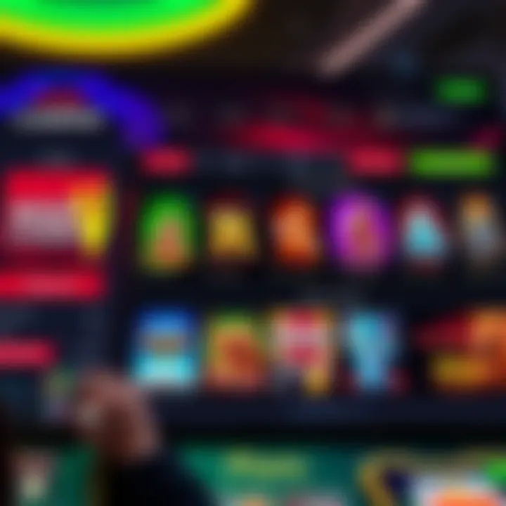 Online casino interface displaying a variety of slot games and betting options