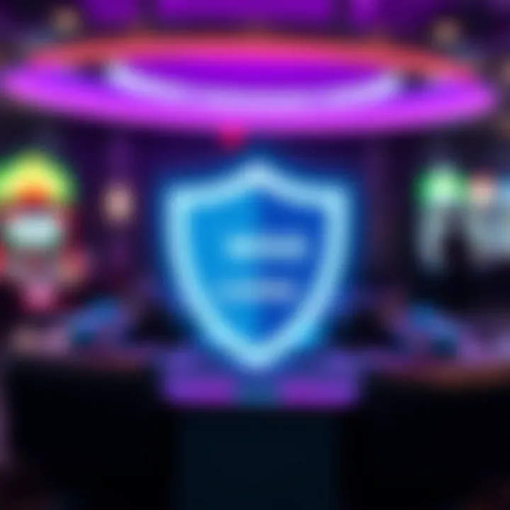 Illustration of a secure online platform with a digital shield representing safety and licensing