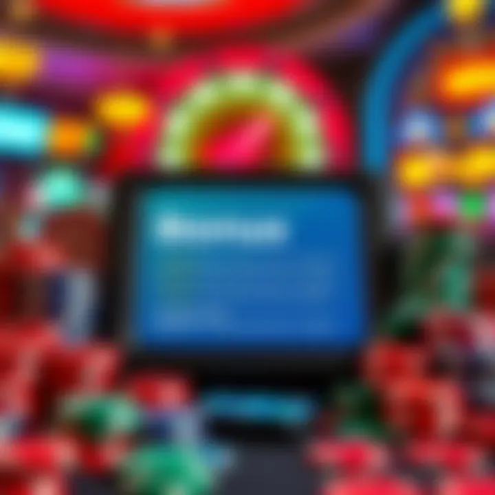 Colorful casino tokens and chips arranged around a digital screen displaying bonus codes