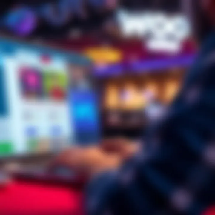 Navigating Promotional Offers at Woo Casino Illustration of a player using a laptop with various promotional offers and discount codes visible on screen