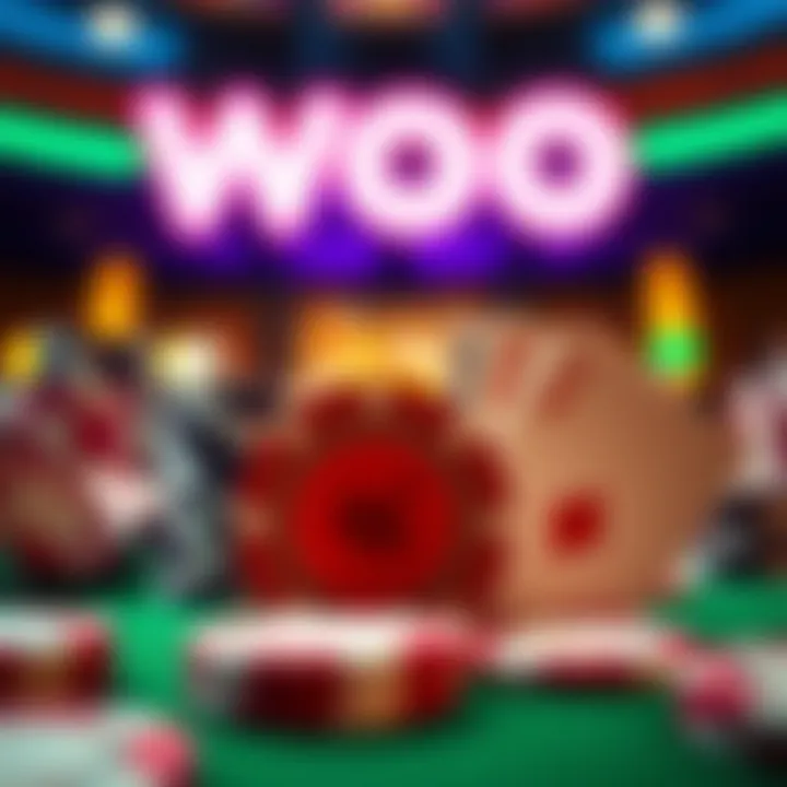 Bright casino chips and cards highlighting exciting real money offers at Woo Casino