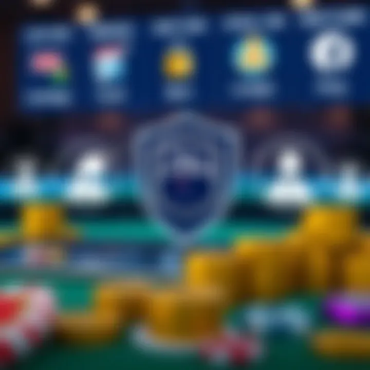 Digital representation of secure banking methods including credit cards and e-wallets alongside customer support icons