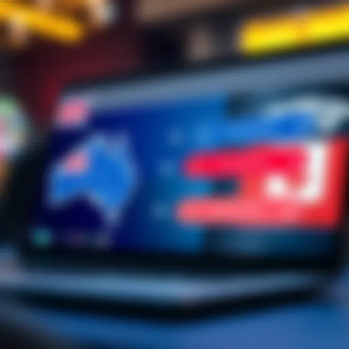 Illustration of secure online payment methods with Australian currency symbols and support chat icons