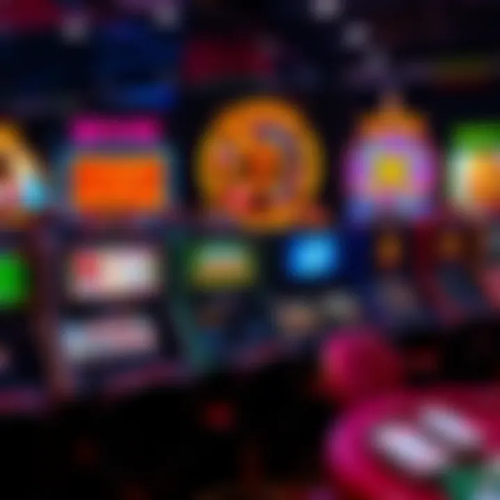Colorful casino game icons representing a variety of slot and table games