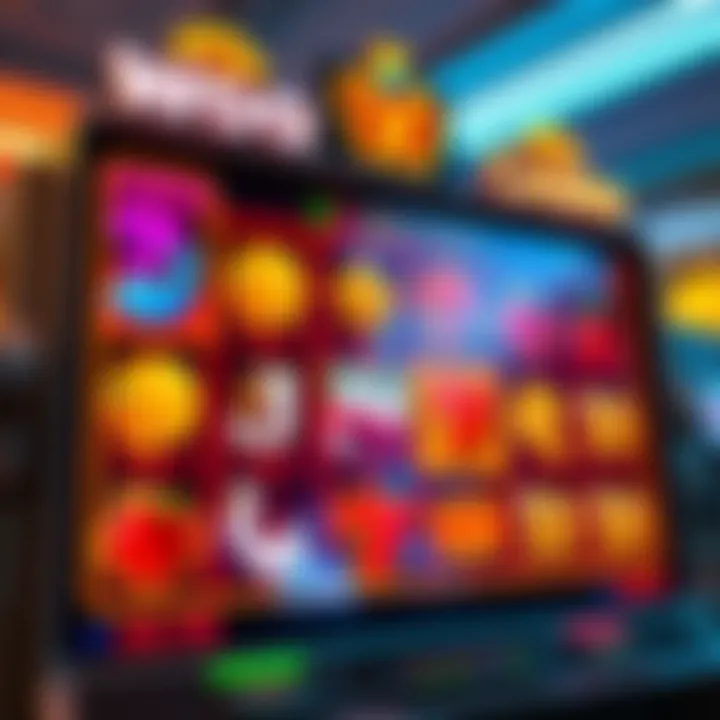 Slot game interface showcasing vibrant symbols and winning paylines