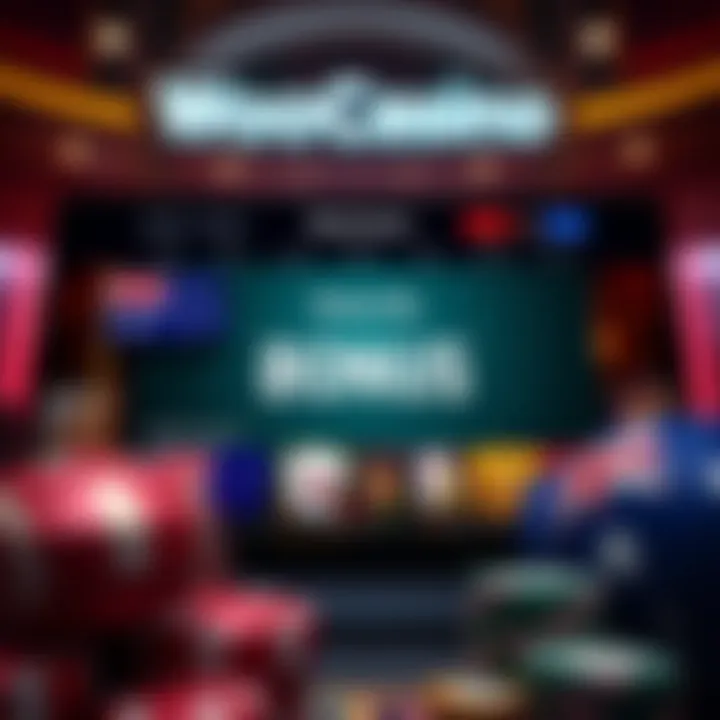 Illustration of an online casino interface highlighting the bonus section with Australian flags