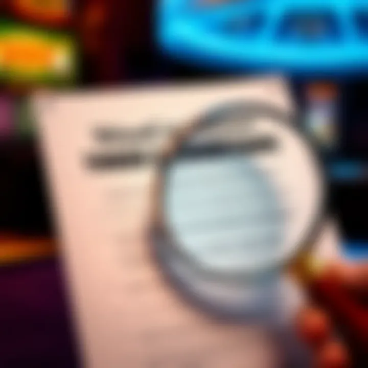 Graphic showing terms and conditions document with a magnifying glass symbolizing careful review