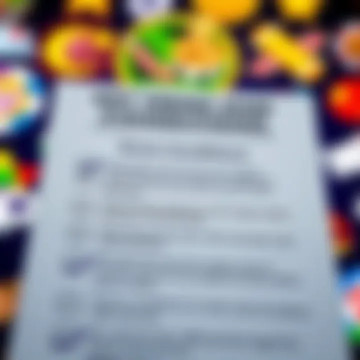 Graphic of a checklist highlighting terms and conditions for casino bonuses with a background of casino icons