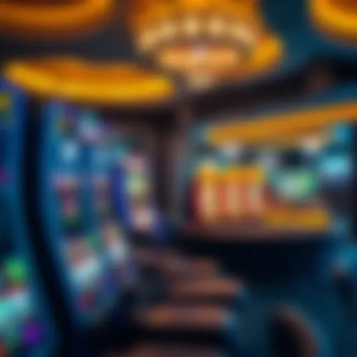 Detailed digital casino interface showcasing various slot machines and table games
