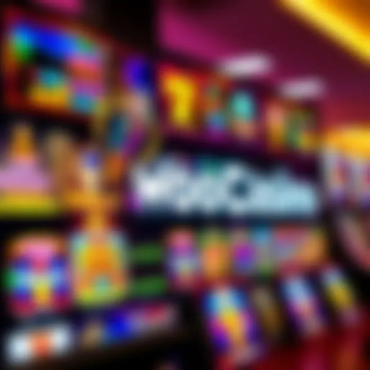 Colorful array of casino slot games displayed on a digital screen