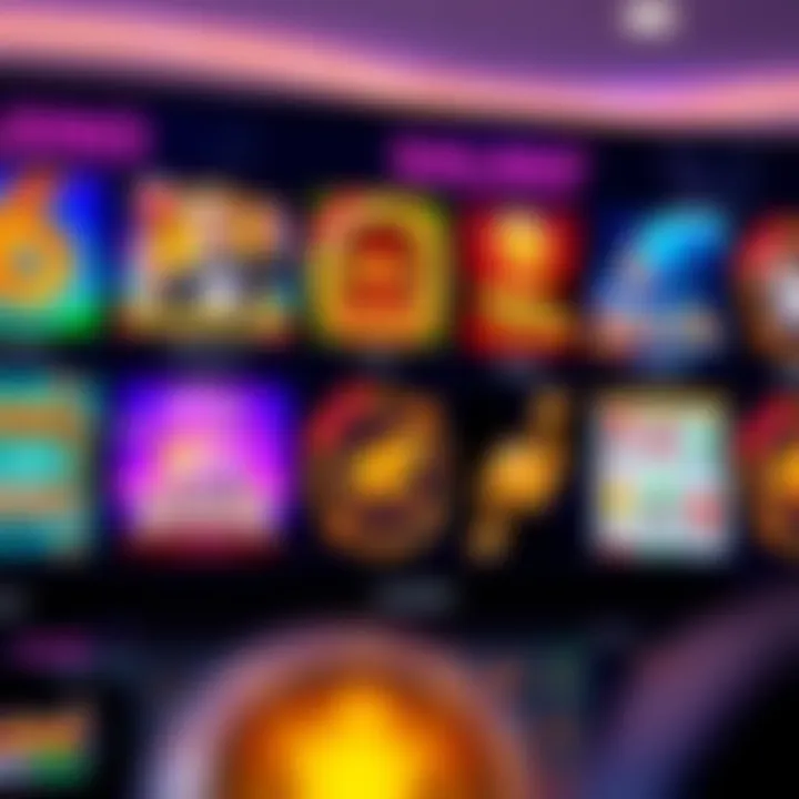 Selection of vibrant online casino games on a digital screen