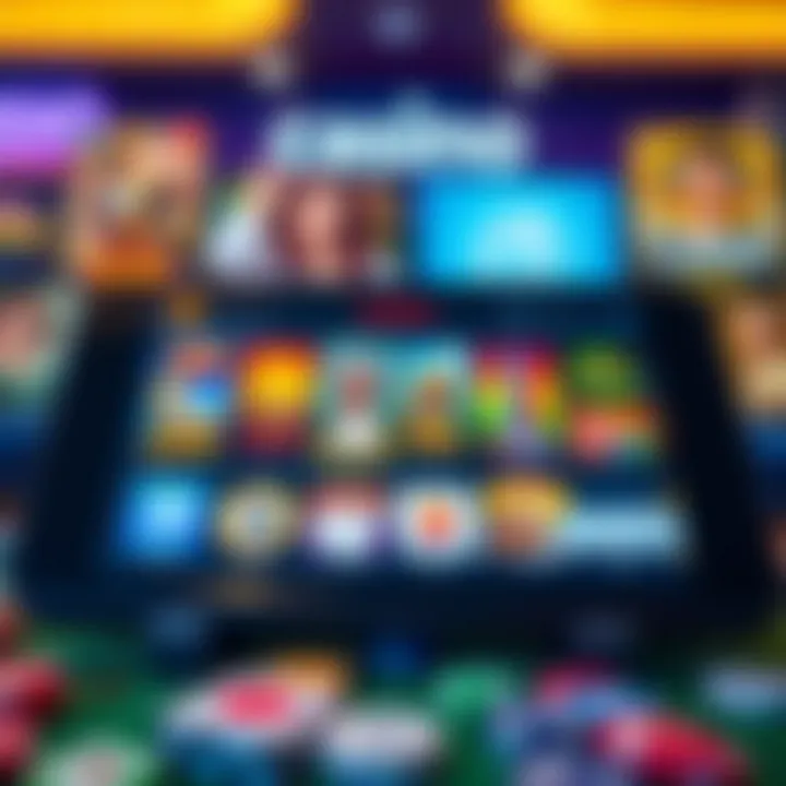 Variety of Casino Games and Payment Options at WooCasino Display of diverse online casino games on a digital device with payment method icons
