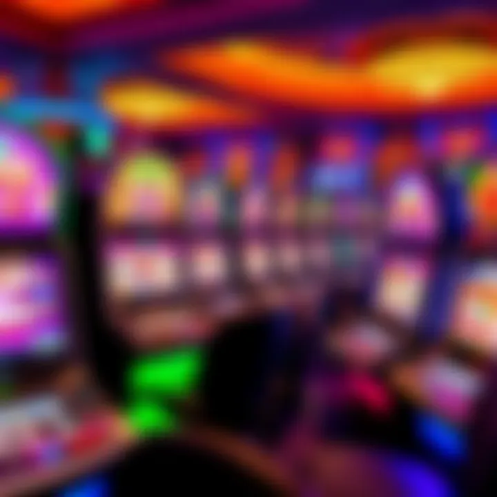 Colorful array of slot machines with vibrant game screens at an online casino interface