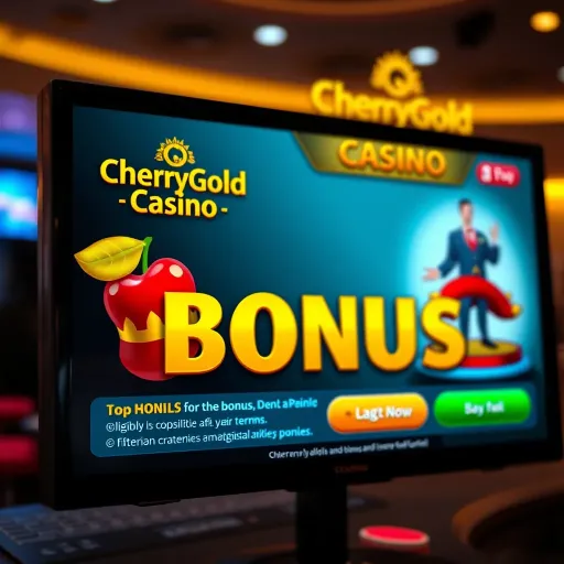 Illustration of a digital bonus claim screen highlighting eligibility criteria and terms for Cherry Gold Casino