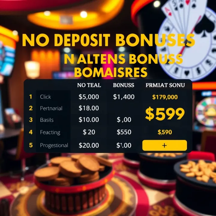 Graphic showing comparison of casino bonuses highlighting no deposit offers