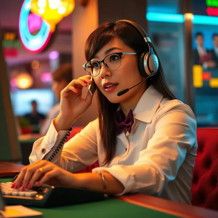 Customer service representative assisting a player via phone