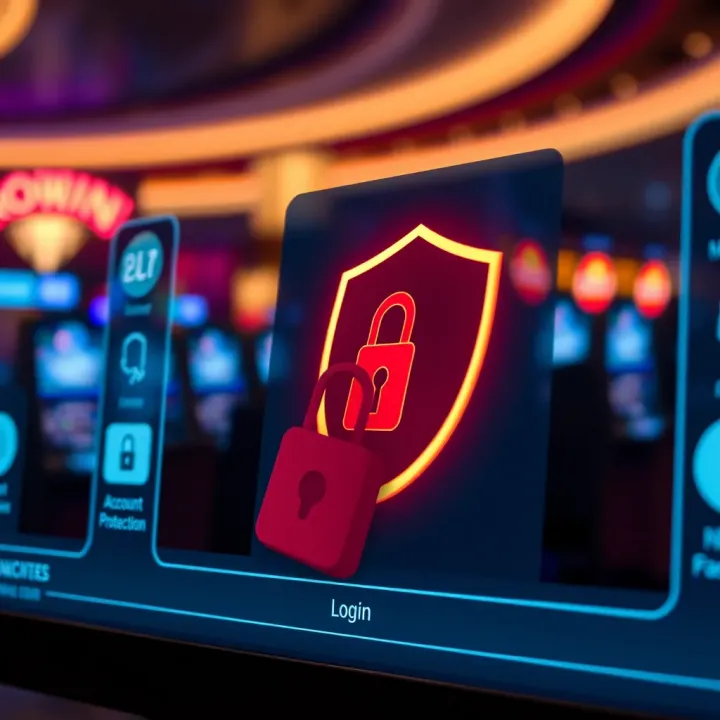 Illustration of online security features including padlock and shield icons representing account protection