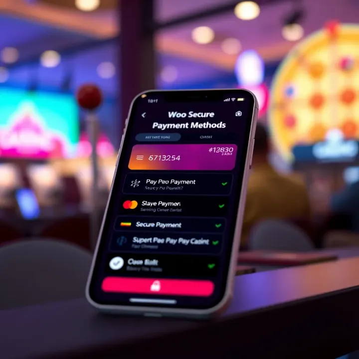 Mobile screen showing secure payment options available on Woo Casino for Australian users