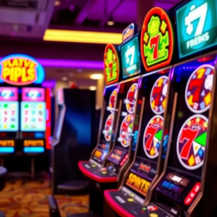 Colorful online pokies game interface with vibrant spinning reels and symbols