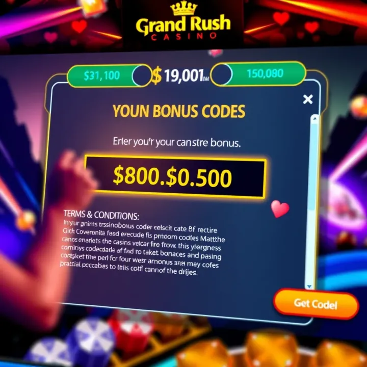 Illustration of a digital casino interface highlighting bonus code entry with terms and conditions