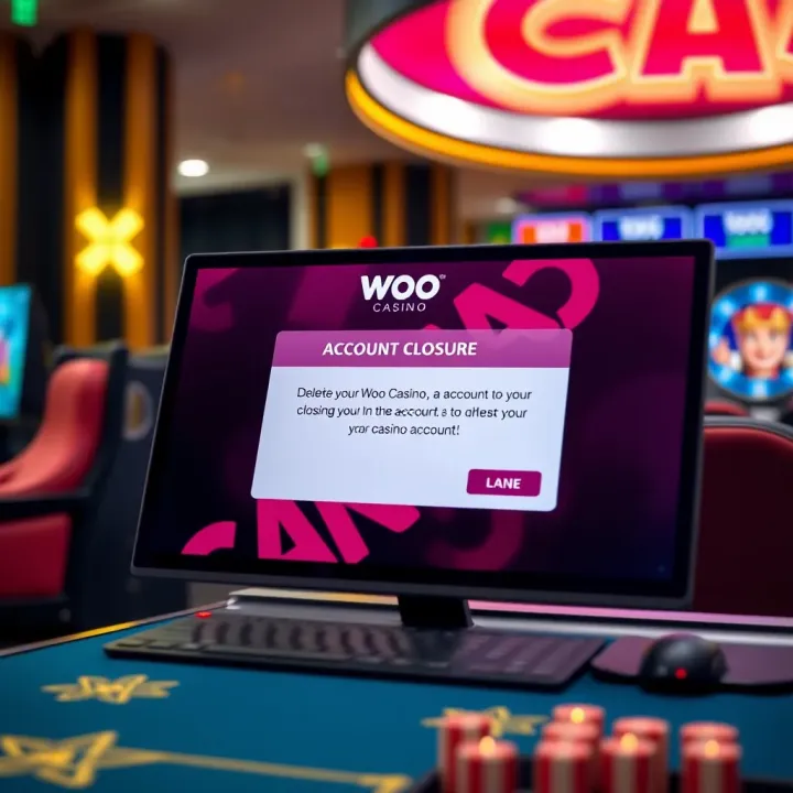 Confirmation prompt for closing a Woo Casino account