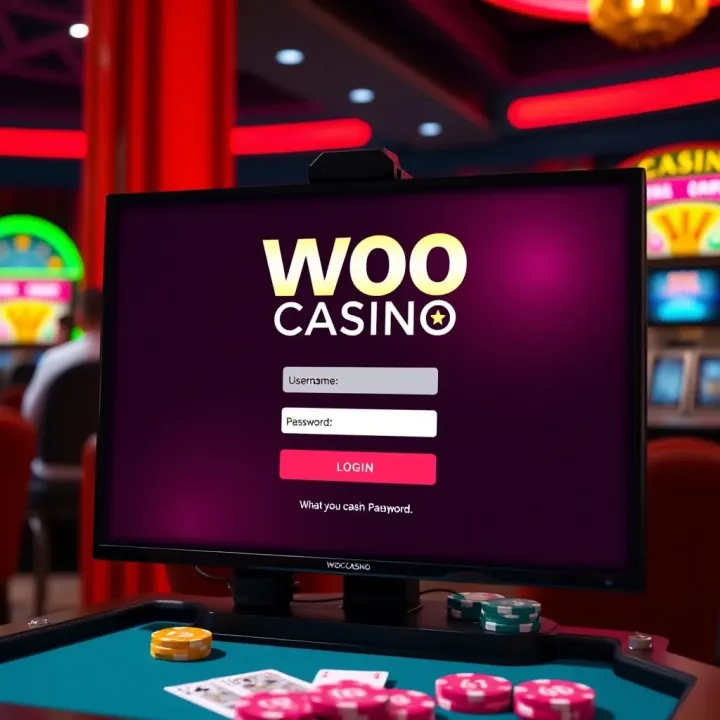Woo Casino Login Interface Login screen of Woo Casino displaying user interface for entering username and password