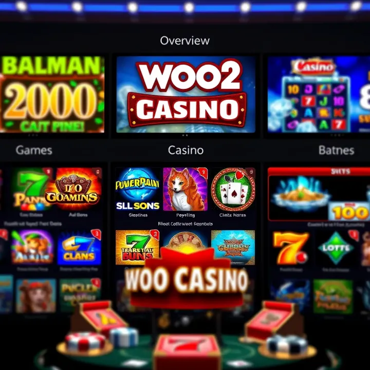 Overview of Woo 2 Casino Game Selection Display of various online casino games available including slots and table games