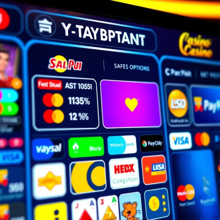 Variety of casino payment options displayed on a digital interface