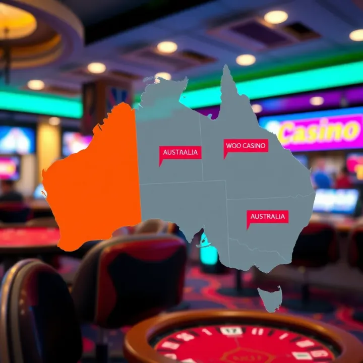 Australian Gambling Regulations and Woo Casino's Legal Position Map of Australia highlighting regions with specific gambling regulations