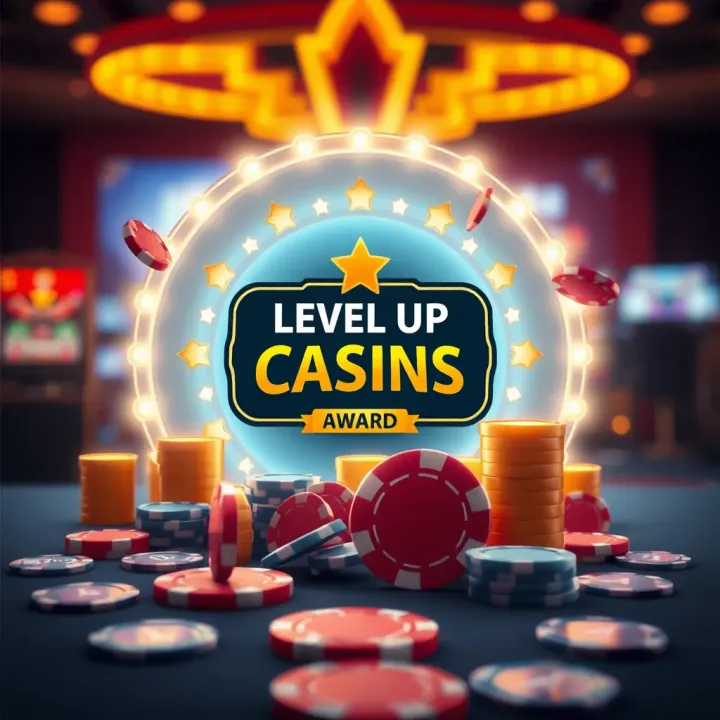 Illustration of a casino bonus being awarded digitally with casino tokens and chips