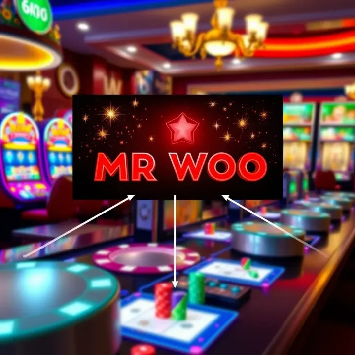 Graphical representation of gameplay strategies and feature highlights for Mr Woo casino game