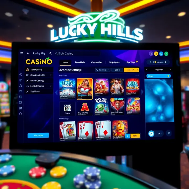 Navigating Lucky Hills Casino Platform Navigating Lucky Hills Casino dashboard showing game options and account settings