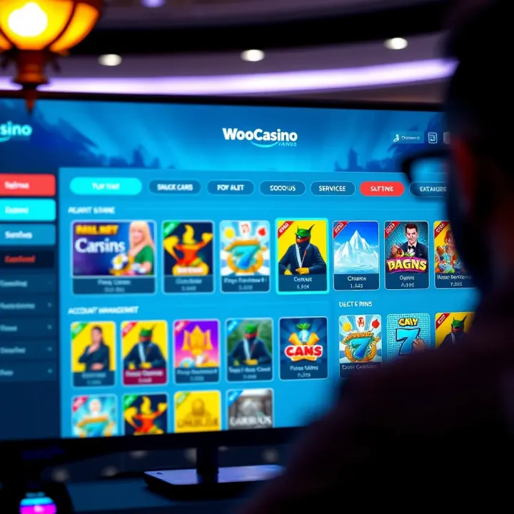 Navigating the Woo Casino Dashboard Dashboard interface showcasing game selection and account management options