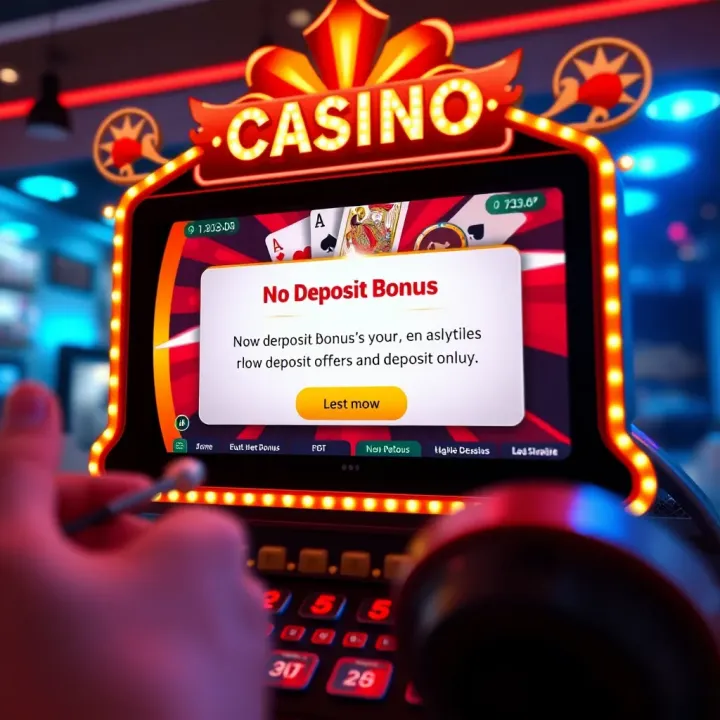 No Deposit Bonus Notification in Australian Online Casino Illustration of a digital casino interface showing a no deposit bonus notification for Australian players
