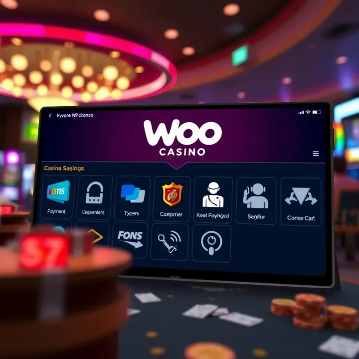 Secure payment options and customer support icons representing Woo Casino services