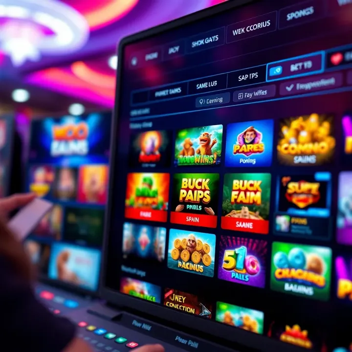 Online casino interface displaying a variety of game thumbnails and betting options