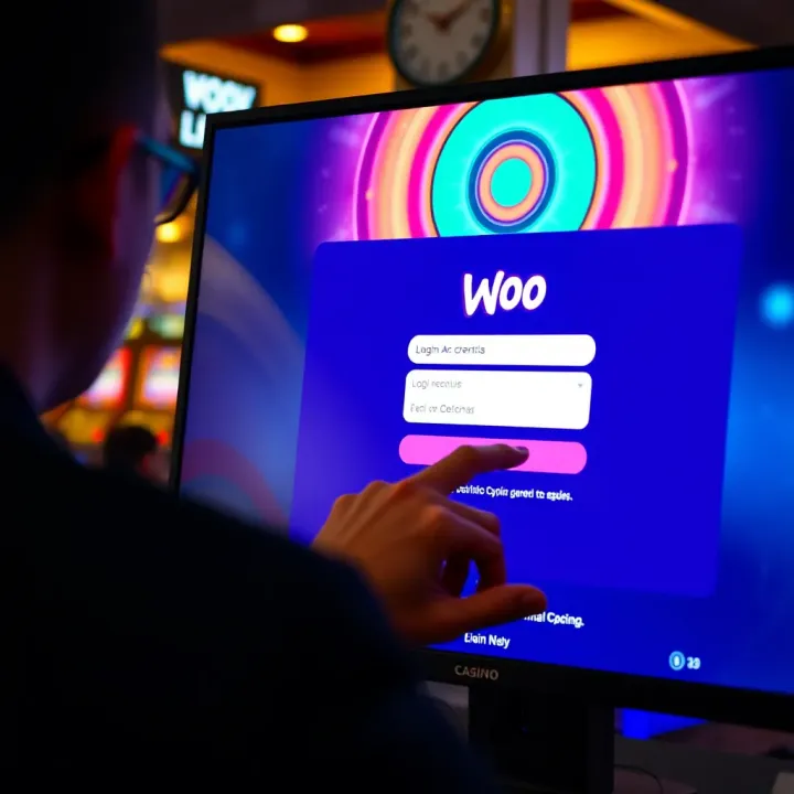 User entering credentials on WooCasino login screen