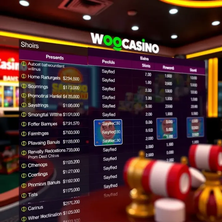 List of available promotions and rewards on Woo Casino platform