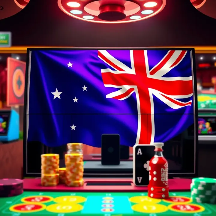 Illustration of a secure online casino environment with Australian flag elements
