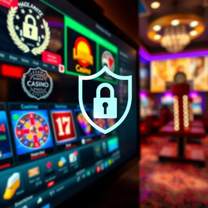 Secure online gambling environment with official licensing and encryption symbols