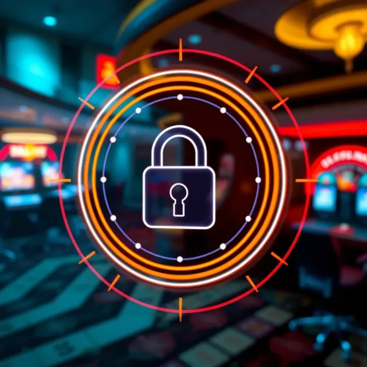 Robust Security Measures Ensuring Safe Play at The Woo Casino Secure digital lock symbol emphasizing advanced safety features on an online gambling platform
