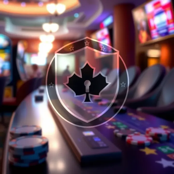 Graphic depicting secure online gambling with Australian regulatory symbols and a shield representing trusted casino licensing