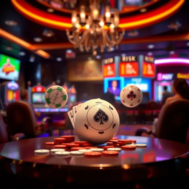 Visual representation of common casino myths and their impact on player behavior with symbols of luck, superstition, and risk