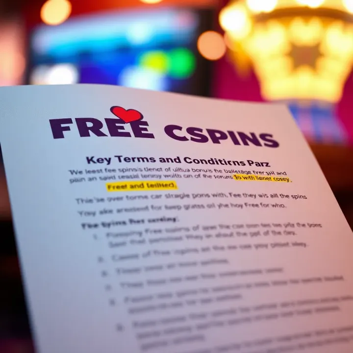 Key Terms and Conditions for Free Spins at Woo Casino Illustration of casino bonus terms and conditions document with highlighted text