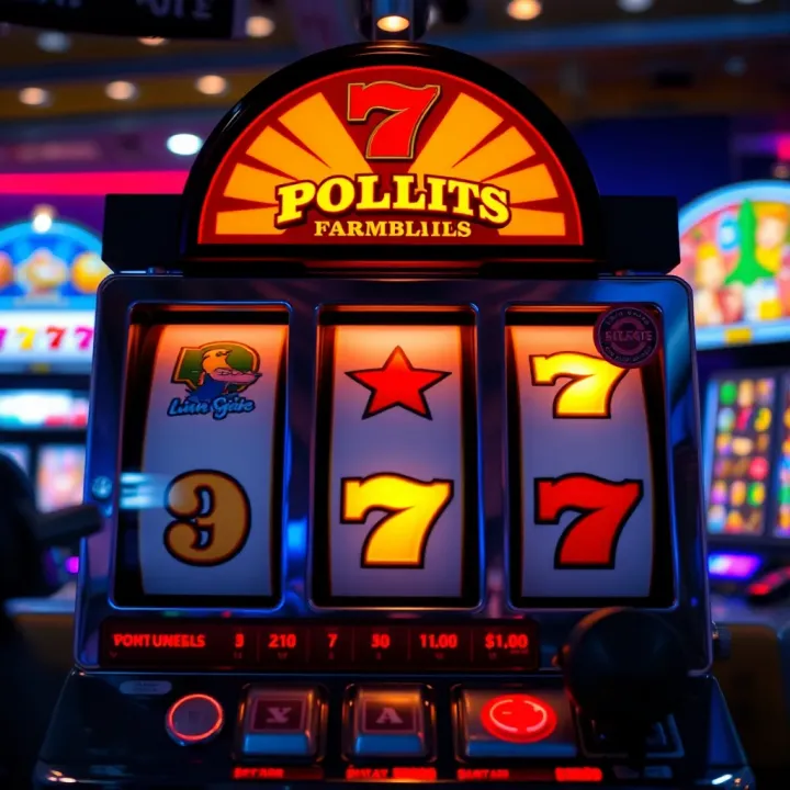 Illustration of a slot machine with calm symbols representing low volatility gaming