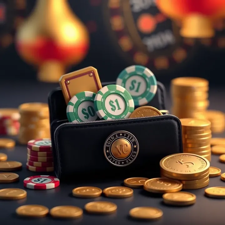 Benefits and Rewards of No Deposit Bonuses at Woo Casino Illustration of a digital wallet with casino chips and coins representing bonus rewards and winnings